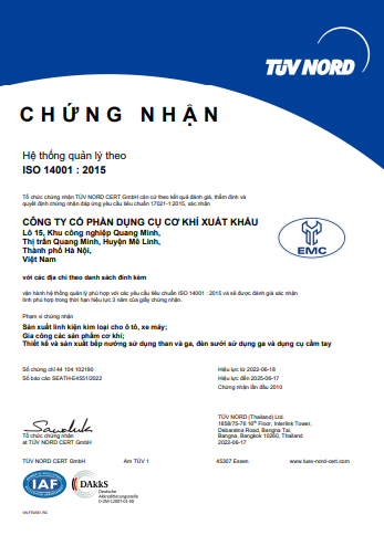 ISO 14001:2015 - Công Ty CP Dụng Cụ Cơ Khí Xuất Khẩu